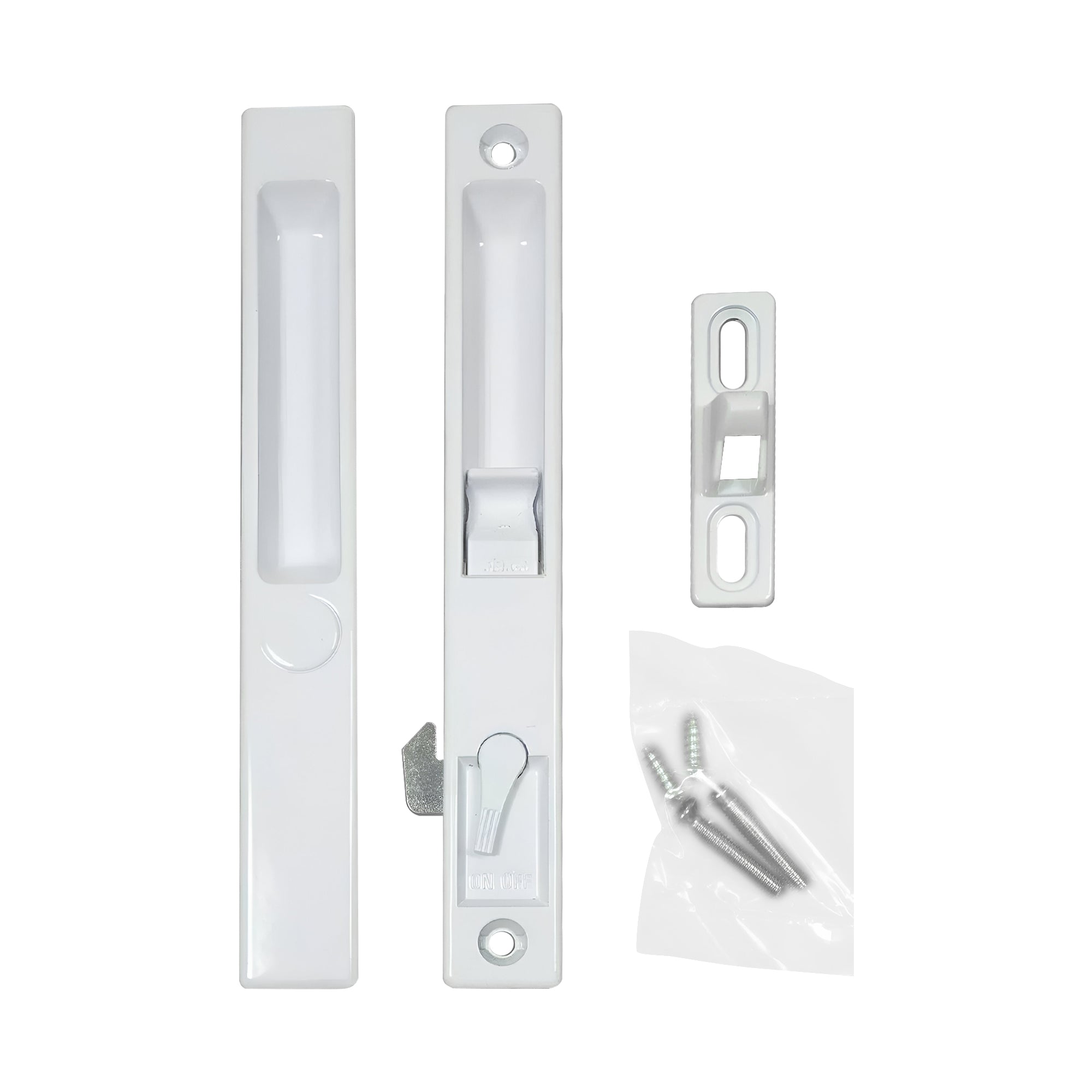 Sliding Glass Door Handle Set, Flush Mount, Non-Keyed, 6-5/8" Screw Holes (DL-502) - Garage and Sliding Door Hardware